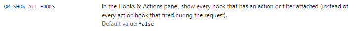 query monitor QM_SHOW_ALL_HOOKS option